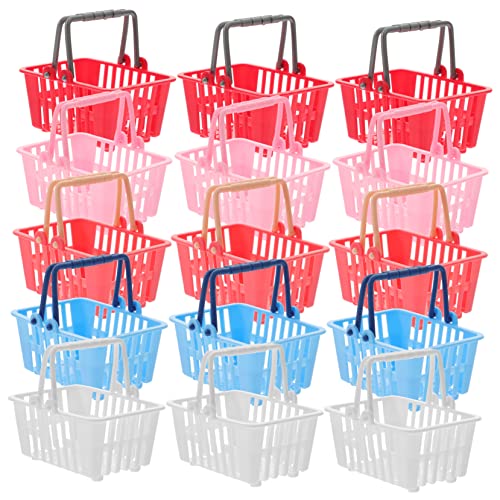 INOOMP 15 Stück Einkaufskorb- Kleiner Einkauf Mini-einkaufswagen Korb Mini- Einkaufskorb Einkaufskorb-Modell Puppenhaus-Miniatur-einkaufskorb Abs von INOOMP