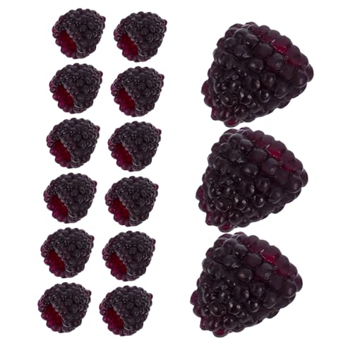 INOOMP 16 Stück Simuliertes Erdbeermodell Himbeeren künstliche Himbeere klein künstliche Fruchtmodelle Dekoration mit künstlichen Früchten Desktop-Fake-Obst- Himbeermodell PVC Black von INOOMP