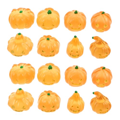 INOOMP 16 Stück Teiliges Leuchtende Mini-kürbis-Figuren Langlebige Halloween Dekorationen für Puppenhaus Herbstliche Tischdeko Wiederverwendbare Kompakte Kürbisse für Mikro-Landschaft und von INOOMP