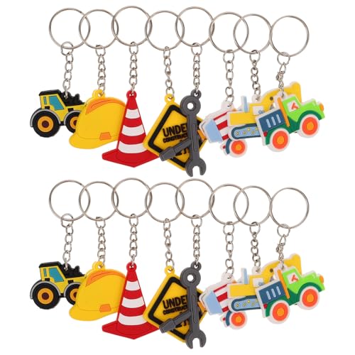 INOOMP 16-teiliger Bau-Schlüsselanhänger: Neuartiger Kinder-Anhänger mit Bulldozer, Zement-LKW, Bagger, Traktor, Schlüsselanhänger für Babyparty, Geburtstagsparty INOOMP 16-teiliger Bau-Schlüsselanhänger: Neuartiger Kinder-Anhänger mit Bulldozer, Zement-LKW, Bagger, Traktor, Schlüsselanhänger für Babyparty, Geburtstagsparty von INOOMP