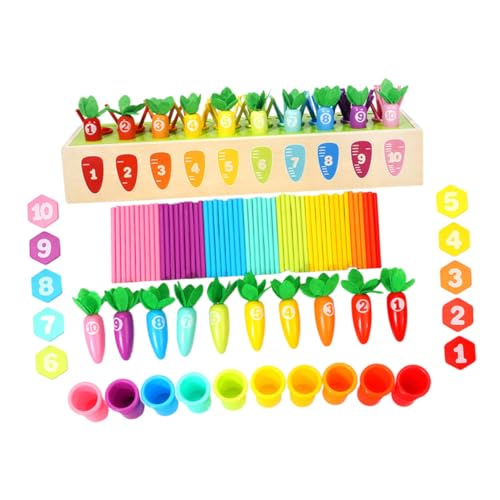 INOOMP 1Satz Karottenförmige Holzbausteine für Montessori Kognitiven Fähigkeiten Teiliges zur Zahlenzuordnung und Problemlösung für Vorschulkinder INOOMP 1Satz Karottenförmige Holzbausteine für Montessori Kognitiven Fähigkeiten Teiliges zur Zahlenzuordnung und Problemlösung für Vorschulkinder von INOOMP