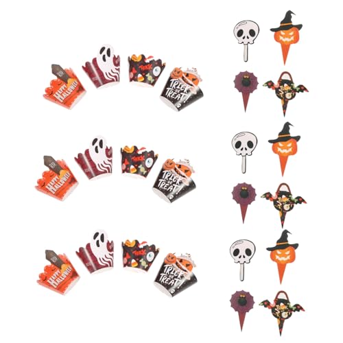 INOOMP 2sätze Halloween-cupcake-förmchen Mit Fledermaus Und Totenkopf-motiven Papier-backförmchen Und Papiertopper Für Party-dekorationen Und Backen INOOMP 2sätze Halloween-cupcake-förmchen Mit Fledermaus Und Totenkopf-motiven Papier-backförmchen Und Papiertopper Für Party-dekorationen Und Backen von INOOMP