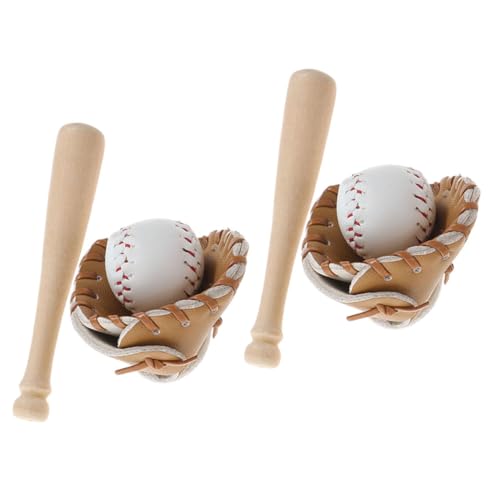 INOOMP 2sätze Mini Baseball Für Puppenhäuser Teiliges Zubehörset Mit Schläger Handschuh Und Miniatur-Spielzeug-Dekoration Für Und Geburtstagsfeiern von INOOMP