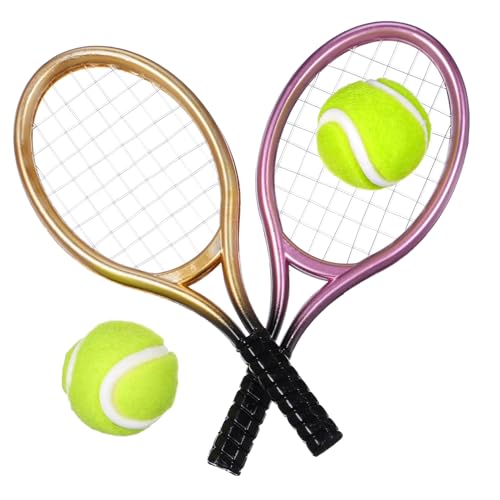 INOOMP 2 Sätze Tennisschlägermodell Paddeln 1:12 Puppenhaus Tennisspielzeug Ball Miniatursportarten Tennis Mini-tennisschläger Miniatur-tennisschläger Puppenhaus-tennisschläger Plastik von INOOMP