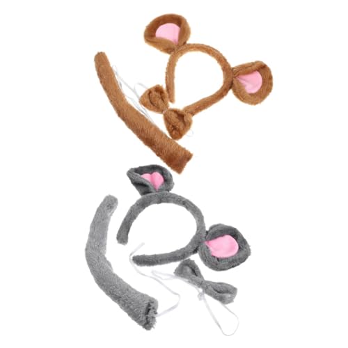 INOOMP 2 Satz tierische Kopfbedeckung Cosplay Stirnband Ratten-Stirnband -Kostümzubehör Halloween-Cosplay-Zubehör Tierstirnband Halloween Kostümzubehör Stoff von INOOMP