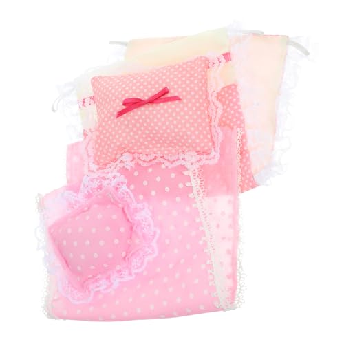 INOOMP 2 Sets Bettlaken Kissen Anzug Modell Party Matratze Kissen Passt Puppe Miniatur Stoff Bettwäsche Kit Kissen Baumwolle Rosa von INOOMP