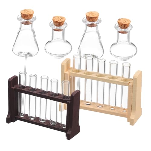 INOOMP 2 Sets Glas Holz Puppenhaus Versorgung Puppe Reagenzgläser Wissenschaft Puppenhaus Labor Ausrüstung von INOOMP
