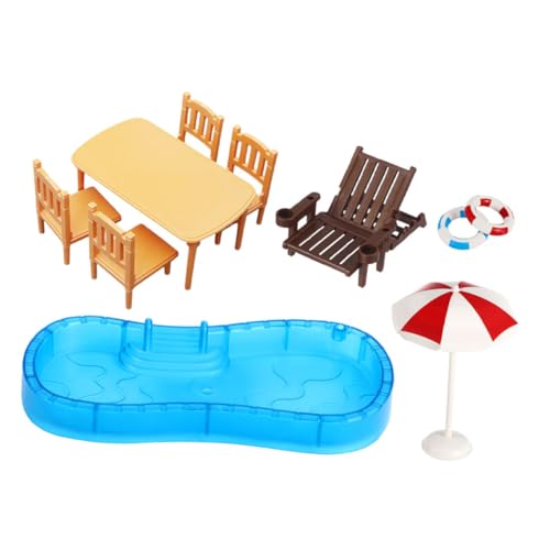 INOOMP 2 Sets Puppenhaus-Miniatur-Pool- Und Strandzubehör, Inklusive Swimmingpool, Strandkorb, Puppenhaus-feengarten-dekorationszubehör INOOMP 2 Sets Puppenhaus-Miniatur-Pool- Und Strandzubehör, Inklusive Swimmingpool, Strandkorb, Puppenhaus-feengarten-dekorationszubehör von INOOMP