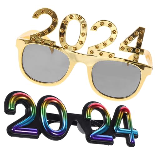 INOOMP 2 Stück 2024-Brillen 2024-Lustige Brillen Neujahrsdekorationen 2024-Neujahrs-Fotoautomaten-Requisiten Neujahrsparty-Sonnenbrillen Gastgeschenke Zubehör von INOOMP