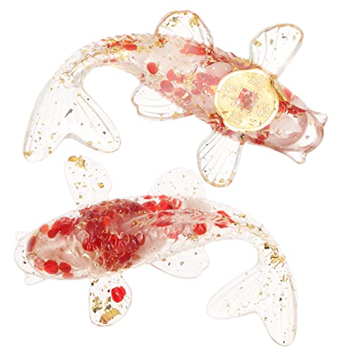 INOOMP 2 Stück Crystal Koi Ornamente Fisch Figur Realistisch Drinnen Mini Tank Japanischer Karpfenfisch Fischdekorationen Für Panzer Fischverzierung Schwebend Klein Rot Kristall von INOOMP