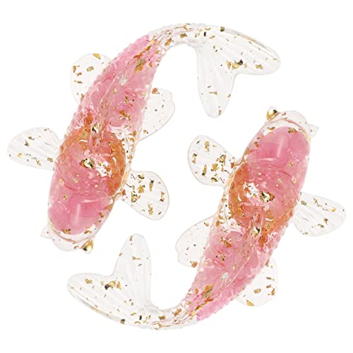 INOOMP 2 Stück Crystal Koi Ornamente Tisch Fischverzierung Fisch Dekoration für den einzug bescherung Weihnachten kleine Fischdekoration Fischdekor aus Kristall Harz-Leim Rosa von INOOMP