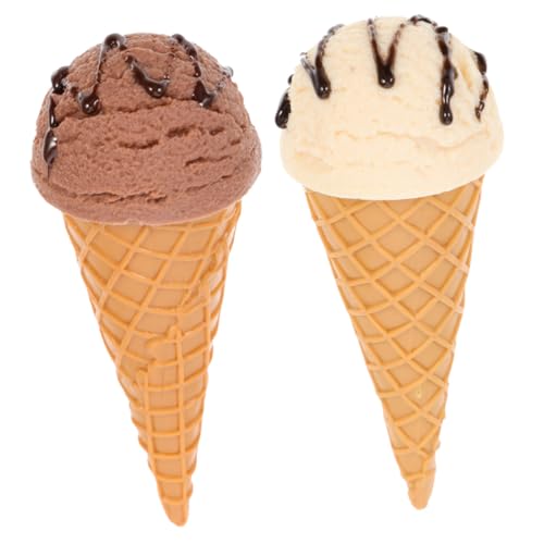 INOOMP 2 Stück Eiscreme Modell Deko Realistische Eiskegel Requisiten für Fotografie und Kuchendekoration für Geschäfte und Festlichkeiten von INOOMP