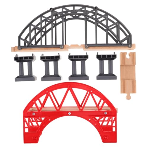 INOOMP 2 Stück Gleiszubehör Eisenbahnbrücke Brücke Bahnbrückenpiergleis Brückenpfeiler Der Eisenbahn Brückenpfeiler Aus Kunststoff Bahngleise Brücke Holz Rot von INOOMP