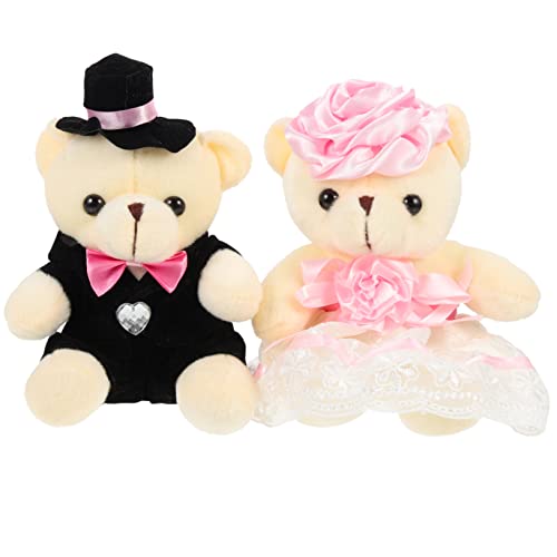 INOOMP 2 Stück Hochzeitspuppe Brautplüsch Gefüllt Weich Süß Dusche Freundin Bär Bär Schmuck Bär Puppe Bär Ornament Bär Modellierspielzeug Festival Pp Baumwolle Rosa von INOOMP