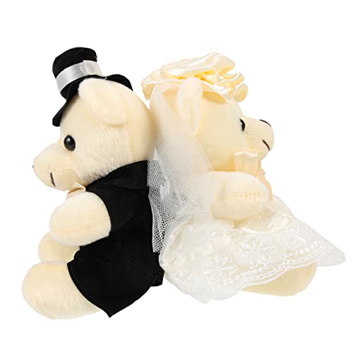 INOOMP 2 Stück Hochzeitspuppe Knuddelig Ausgestopft Bären Babybär Gefüllter Bär Plüsch Stofftierspielzeug Stofftier Zur Hochzeit Bär Plüschpuppe Bär Stofftier Pp Baumwolle Weiß von INOOMP