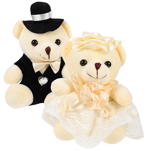 INOOMP 2 Stück Hochzeitspuppe Spielzeugbären Kuschelig Weich Süß Für Babybär Ausgestopftes Hochzeitsfeier Bärenpuppe Hochzeitsgeschenk Bärenpuppe Figur Bärenpuppe Pp von INOOMP