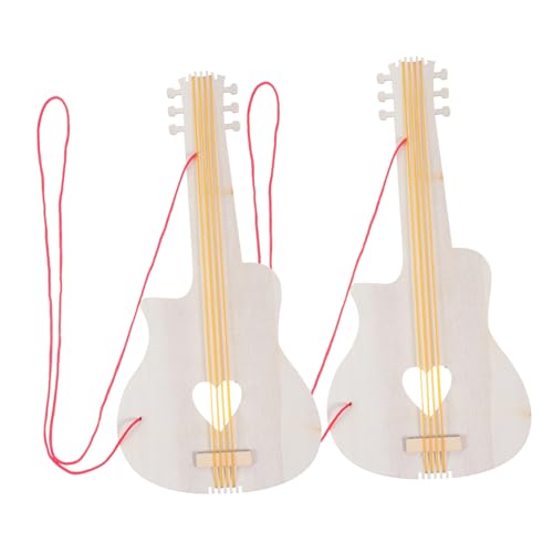 INOOMP 2 Stück Holzgitarre DIY-gitarrenspielzeug Kleine Gitarre Gitarrenbausatz Selber Machen Unvollendetes Gitarrenspielzeug Zum Selbermachen Graffiti-malerei, Gitarrenspielzeug Hölzern von INOOMP