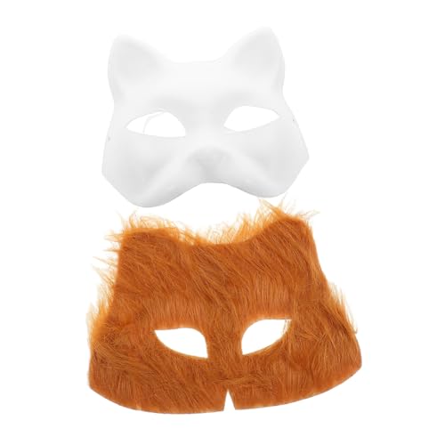 INOOMP 2 Stück Katzenmaske Cosplay-fuchs-accessoire Katzenfrauenmaske Fuchs-gesichtsabdeckung Katze Gesichtsmaske Cosplay-maske Mit Halbem Gesicht Maskerade Masken Fuchs Plüsch Gelb von INOOMP