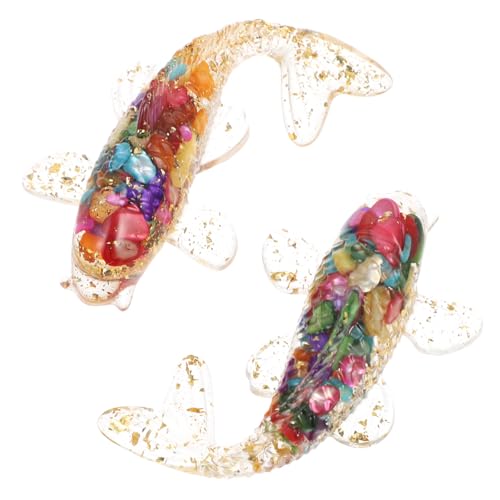 INOOMP 2 Stück Koi -Fisch -Ornamente Mini-fischskulptur Figur Klein Party Karpfen Tank Fischverzierung Schwebend Dekoration Tischfisch- Kristallfisch Kristalldekor Colorful Harz-leim von INOOMP