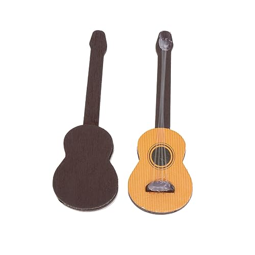 INOOMP 2 Stück Mini -Gitarren -Requisiten klein Musical Miniaturen gefälscht Dekorationen erste holzspielzeug holzspielsachen Present Ideas Miniatur-Gitarren- Miniaturrequisiten Hölzern von INOOMP