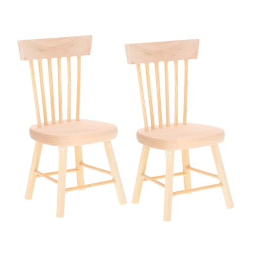 INOOMP 2 Stück Mini-Möbel Zubehör für Puppenhausmöbel Essen Kleiner Hocker scheibengardinen Wohnzimmer flurmöbeln Kleiner Holzstuhl Tiny House Stuhl selber Machen hölzern Beige von INOOMP