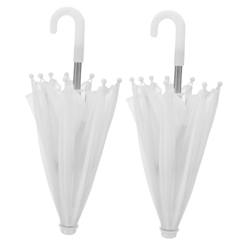 INOOMP 2 Stück Mini-Regenschirm Miniatur Puppenregenschirm Dekorationen UV Rosa Kleiner Regenschirm small Umbrella Mini dekorativer Regenschirm Mini-Puppenhauszubehör Plastik Weiß von INOOMP