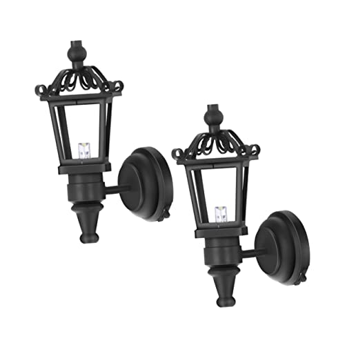 INOOMP 2 Stück Mini-Wandleuchte Artikel Szene DIY zubehör montiert dekorativ puppenstuben Beleuchtung puppenhauszubehör Modellhaus Zubehör Puppenhauslampe Kleine Hausschmuck Plastik Black von INOOMP