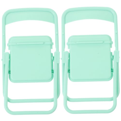 INOOMP 2 Stück Mini Zubehör Puppe Mini Klappstuhl Miniatur Kleine Stühle Dekorationen Modelle Stühle Kleine Hausmöbel Stuhlmodell Mini Zubehör Kunststoff Grün von INOOMP