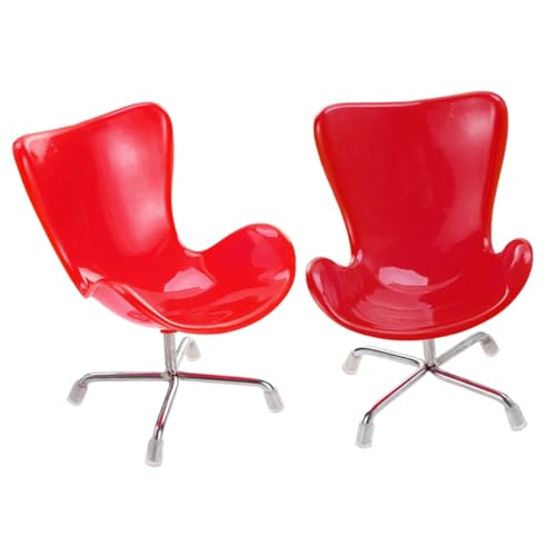 INOOMP 2 Stück Miniaturmöbel Miniatur Hausdekor Bezaubernder Mini Stuhl Zarter Mini Stuhl Dekorativer Mini Stuhl Realistisches Mini Hausdekor Mini Hauszubehör Metall Rot von INOOMP
