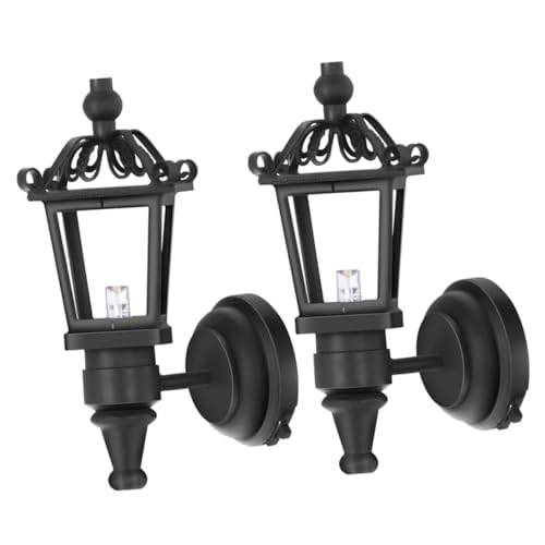 INOOMP 2 Stück Modellhauswandleuchte Szene Puppenhaus-Zeug Winzig Hängend Mini Puppenhauslampe Artikel Dekorativ Puppenhaus-dekore Klein Puppenhauslichter DIY Zubehör Plastik Black von INOOMP