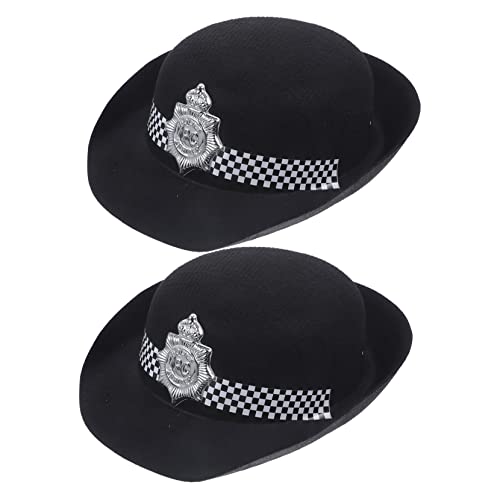 INOOMP 2 Stück Polizei Hüte aus Hochwertigem Waschbarem Filz Verstellbar und Leicht für Karneval Halloween und Rollenspiele Strapazierfähiges Cosplay Zubehör für Jungen und Mädchen von INOOMP