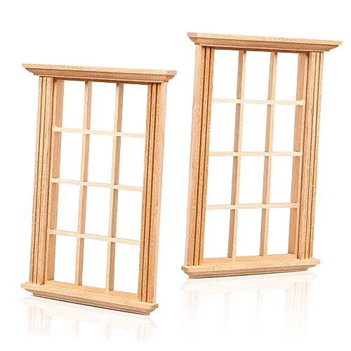 INOOMP 2 Stück Puppenhaus Modell Gefälschtes Puppenhaus Kit Mini Fensterrahmen Figuren DIY Puppenhaus Fensterrahmen Ornament Fensterrahmen Modell Zubehör Artikelmaterial Vinyl von INOOMP