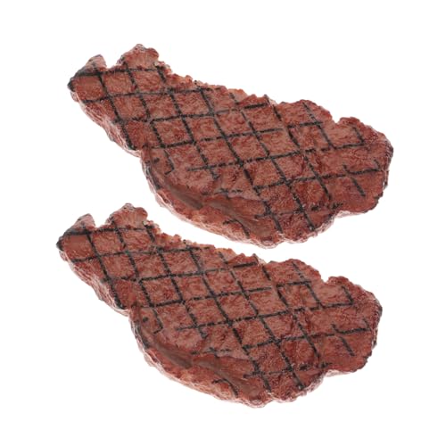INOOMP 2 Stück Künstliche Steak Modelle Realistische Gefälschte Lebensmittel Dekoration für Zuhause und Restaurant Foto Requisite Simulation von INOOMP