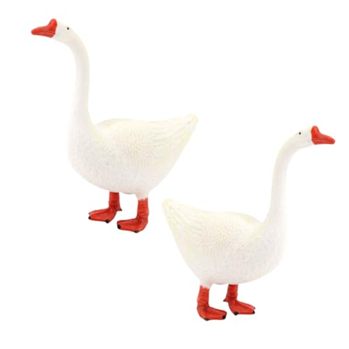 INOOMP 2 Stück Simulationsmodell Einer weißen Gans Gänsefigur aus Kunststoff Mini -Tierfiguren Kinderpädagogische Spielzeuge Gans-Skulptur für die Terrasse Desktop-Gans-Ornament Plastik von INOOMP