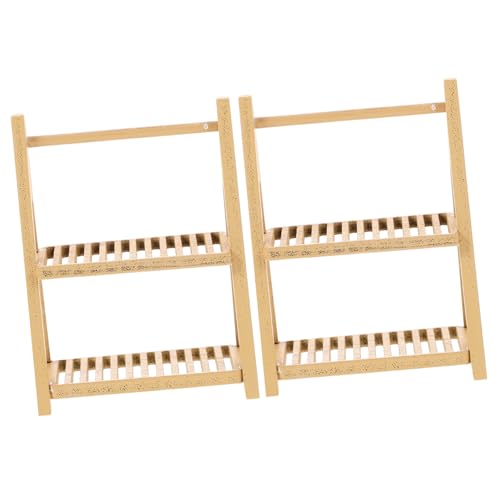INOOMP 2 Stück Simuliertes Lagerregal Aus Holz Puppenhausmöbel Mini Ornamente Zum Basteln Mini Möbel Miniatur Ornament Miniatur Dinge Puppenhaus Miniaturen Puppenmöbel von INOOMP