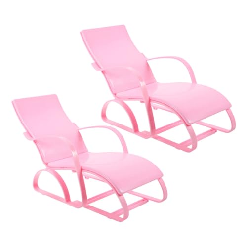 INOOMP 2 Stück Strandkorb-spielzeugdekoration Miniatur Für Puppe Mini-strandkorb-Modell Strandkorbspielzeug Lounge-Sessel- Mini-hausstuhlmodell Strandstuhl Requisite Plastik Rosa von INOOMP