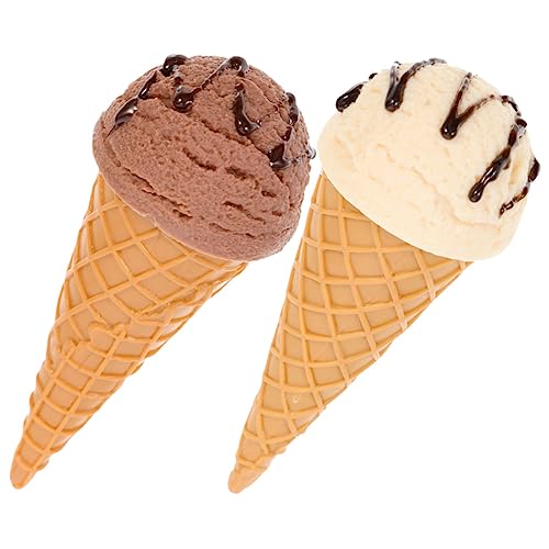 INOOMP 2 Stück Teiliges PVC Eiscreme Modell Realistische Künstliche Eistüten Langlebige Dekoration für Laden und Heimpräsentation Kindgerechtes Sicheres Simulations EIS mit Detailgetreuem von INOOMP