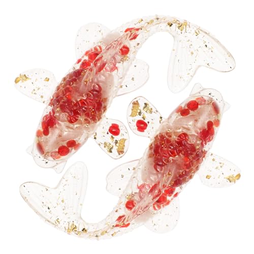 INOOMP 2 Stück Tischdekoration aus Kristall Mini drinnen Fisch Dekoration Tank bescherung Weihnachten geldgeschenke Weihnachten kleine Kristallfigur kleine Fischdekoration Harz-Leim rot von INOOMP