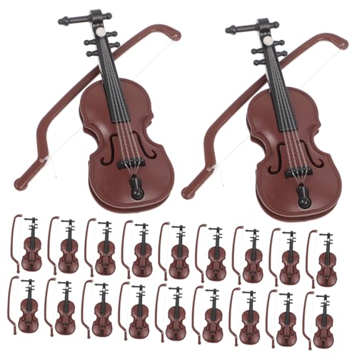 INOOMP 20 Sätze Geiger an Holzkörnern Dekoration Weihnachten Mini-Violine-Modell Urlaub Musical Instruments Office Decoration Mini -Spielzeuggeigenfiguren Geigendekor Mini Plastik Coffee von INOOMP