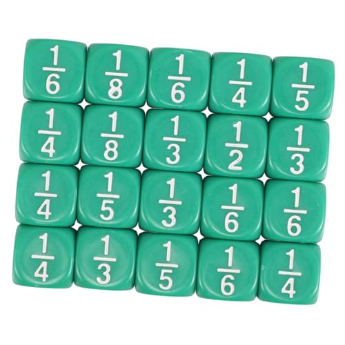 INOOMP 20 Stück Bruchwürfel Würfel Rollenspiel Würfel Würfel-Ornament Partywürfel für Erwachsene Mathe-Spiele Mathe-Formblöcke Würfel zum Mitnehmen Acryl Green von INOOMP