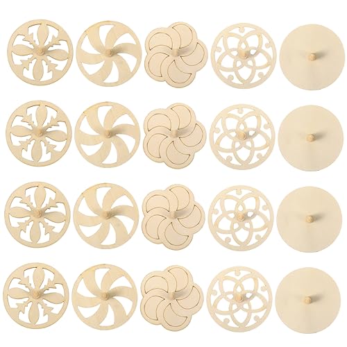INOOMP 20 Stück Kreiselspielzeug Aus Holz Spinnen Zeichnung Gyroskop Selber Machen Bastelkreisel Für Malen Leer Kreisel Für Basteln Lehrreich Hölzern Golden von INOOMP