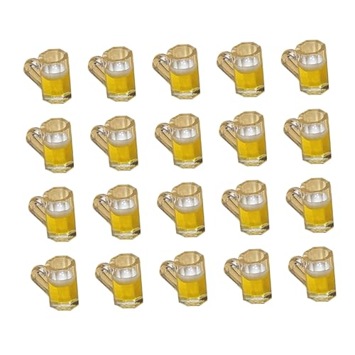 INOOMP 20 Stück Mini-Bierkrug Mini-Trinkbecher Miniaturbierbecher Puppenhaus-Bierkrüge Mini-Bierkrüge Mini-Tassen Miniaturbecher für Puppenhaus Harz Zufällige Farbe von INOOMP