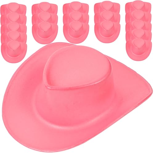 INOOMP 20 Stück Mini-Cowboyhut Kuhmädchenhut kleine Cowboyhüte Mini-Hüte Hüte für Frauen winzig Puppenhüte Miniaturhüte für Partys Mini-Miniatur-Hut kleine Hüte basteln Rosa von INOOMP