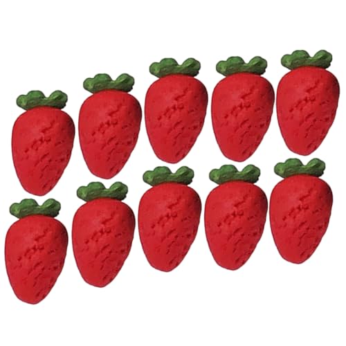 INOOMP 20 Stück Mini Erdbeeren Obst Erdbeeren Ornament Erdbeere Geburtstagsdeko Künstliche Erdbeeren Mini Künstliche Erdbeere Lebensechte Erdbeere Puppenspielzeug Harz von INOOMP