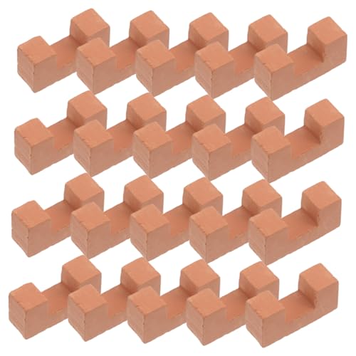 INOOMP 20 Stück Mini-Steine Bastelsteine Puppenhaus-Modelle Miniatur-Zubehör Miniaturbausteine Mini-Gartenzubehör realistische gefälschte Ziegel Miniaturziegel Ton Orange von INOOMP