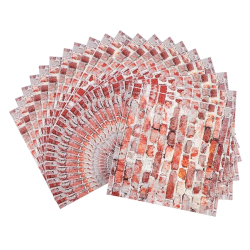 INOOMP 20 Stück Simulierte Retro -Fliesen -wandaufkleber Puppenhaus Mini Vinyl Schälen Abziehbilder Wände Klein PVC von INOOMP