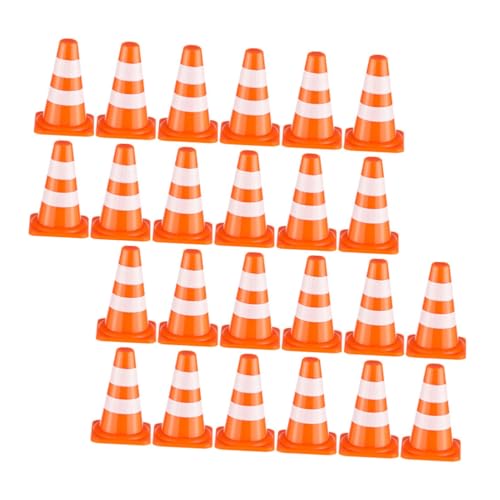 INOOMP 24 Stück Transportspielzeug für Verkehrszeichen- für Verkehrsgeräte Mini-Leitkegel Straßenbauschilder Verkehrszeichen Plastik Orange von INOOMP
