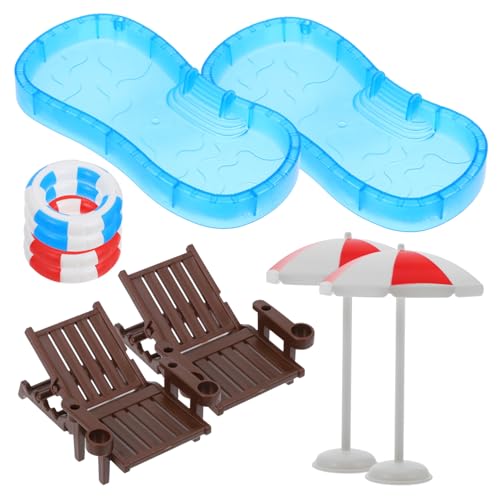INOOMP 2Sätze Schwimmpool mit Mini Strandkörben und Dekoration für Puppenhaus Teiliges Kit zur Gestaltung von Szenen für DIY Projekte und Miniaturgärten INOOMP 2Sätze Schwimmpool mit Mini Strandkörben und Dekoration für Puppenhaus Teiliges Kit zur Gestaltung von Szenen für DIY Projekte und Miniaturgärten von INOOMP
