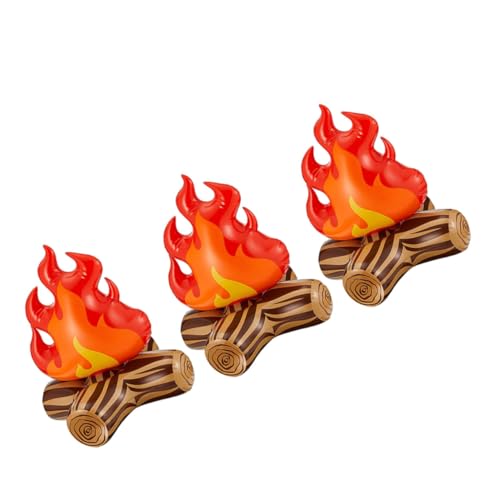 INOOMP 3 Stück Aufblasbares Teiliges Deko aus Langlebigem Wiederverwendbar Leuchtend Rote Künstliche Flammen für Camping Partydeko und Outdoor Atmosphäre von INOOMP