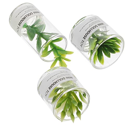 INOOMP 3 Stück Mini Hausdekorationspflanzen Miniatur Künstliche Innenpuppe Kunstpflanze Wohnaccessoires Mini Heimornament Winzige Bonsai Dekoration Mini Requisite Winziges von INOOMP